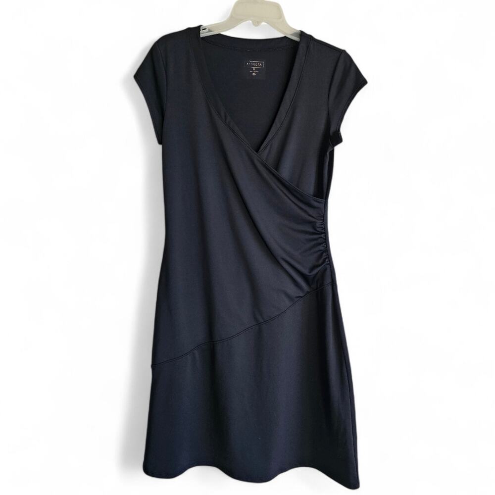 Athleta Nectar Black Faux Wrap Dress Size Medium